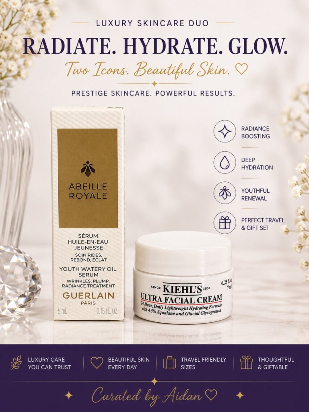Guerlain Abeille Royale Youth Watery Oil Serum + Kiehl's Ultra Facial Cream Mini